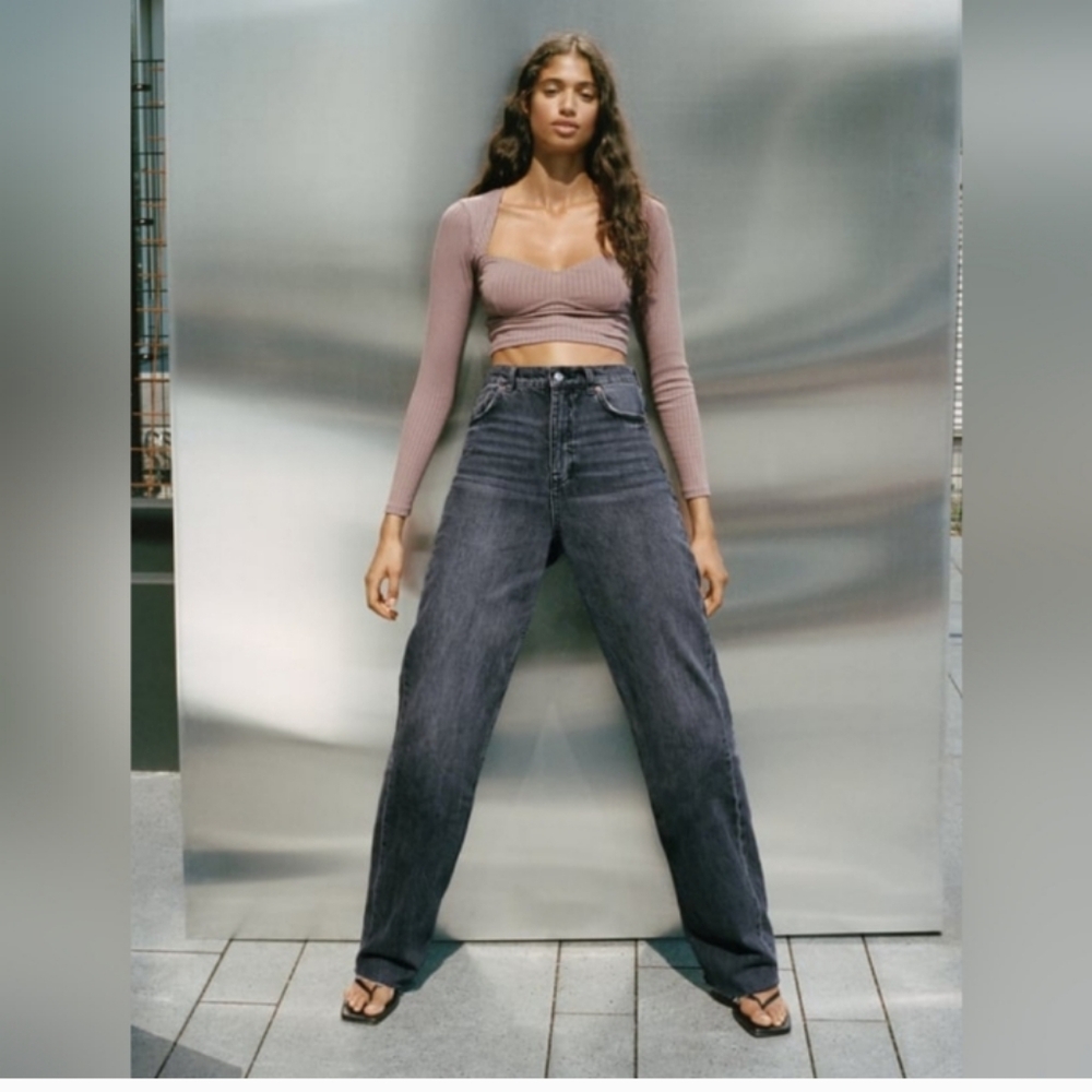 NWT Zara Ribbed Brown Crop Top